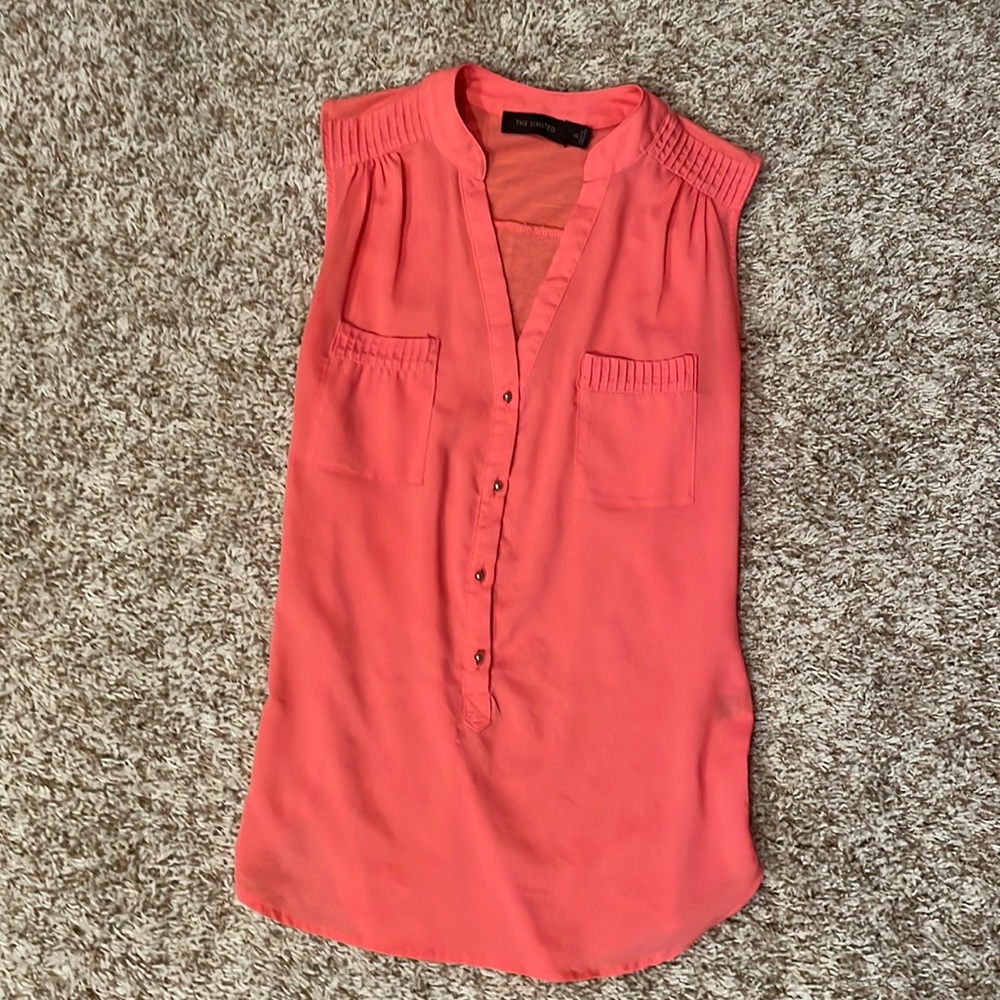 Coral colored tank top blouse from the Limited. Size XS